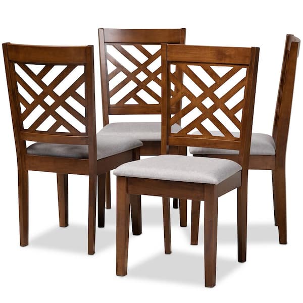 Baxton Studio Caron Grey Upholstered Wood Dining Chairs (Set of 4)