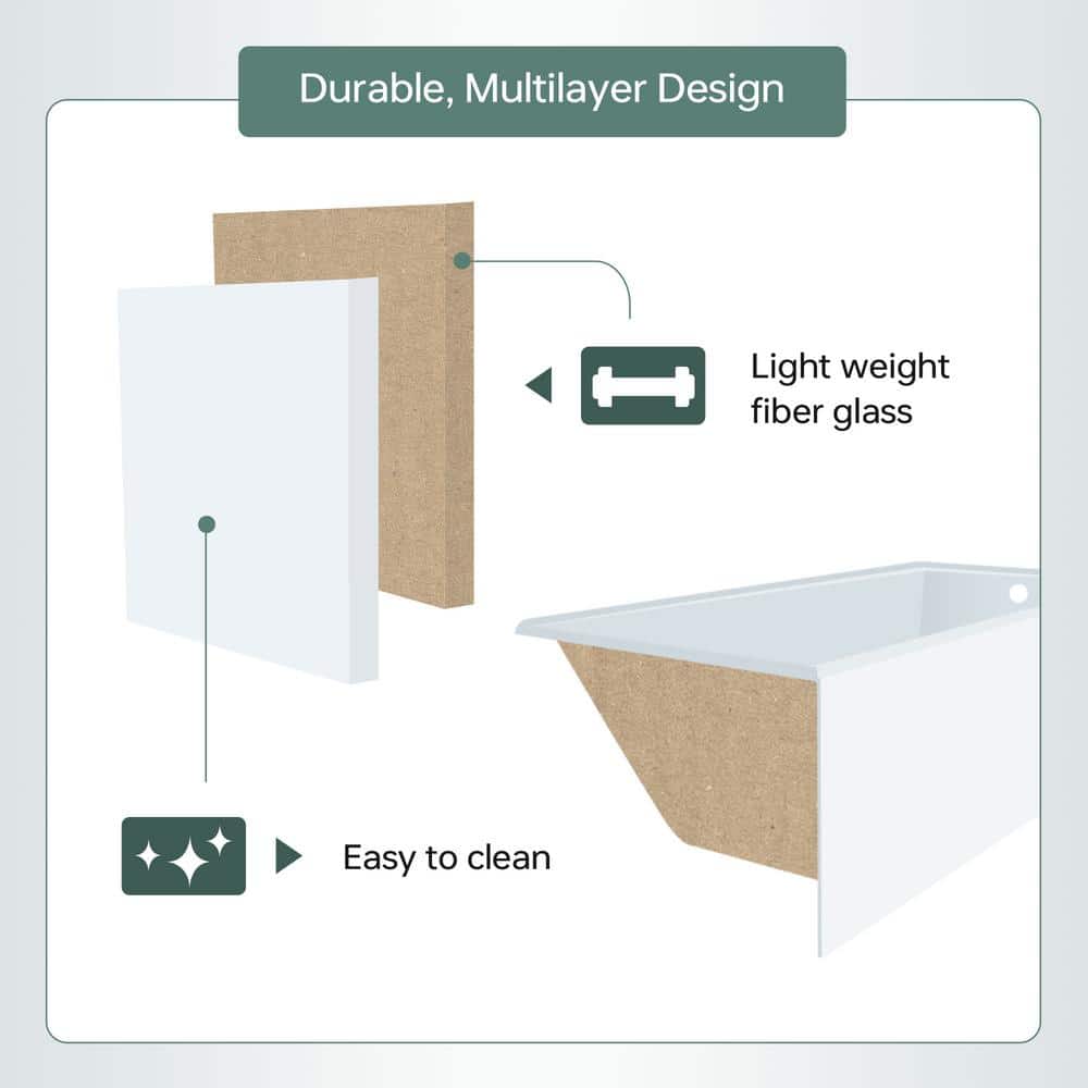 Flint 60'' x 30'' White Acrylic Alcove Soaking Bathtub