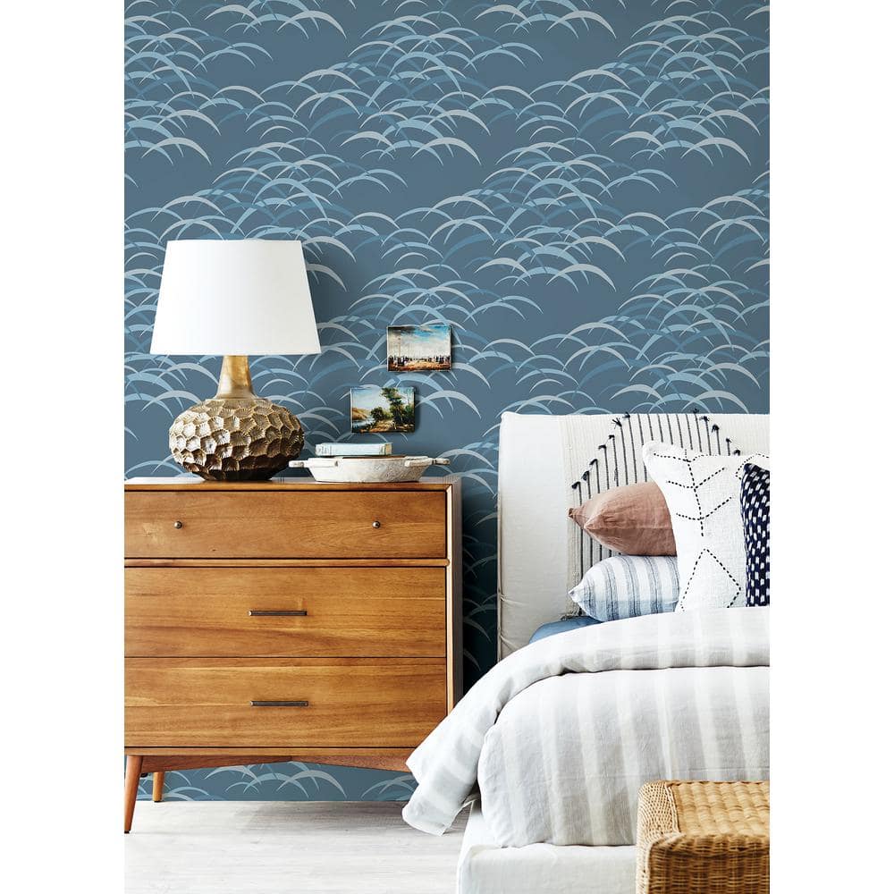 Dark Blue Abstract Geometric Non-Pasted Washable Wallpaper