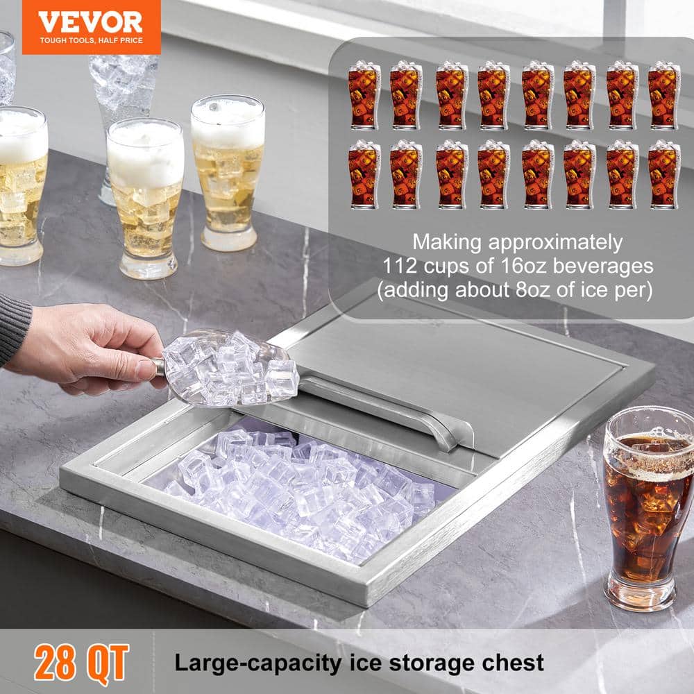 VEVOR 28 Qt Stainless Steel Drop-In Ice Chest with Aluminum Handle