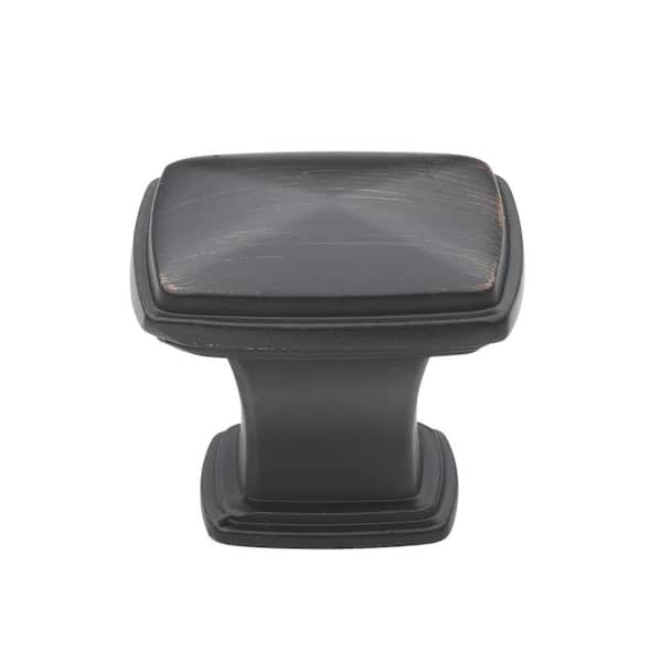 1-1/4 in. Oil Rubbed Bronze Square Deco Cabinet Knobs (10-Pack)