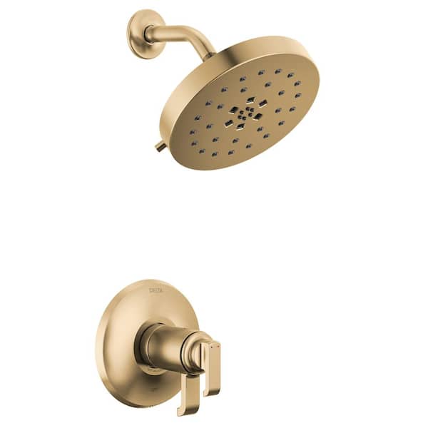 Delta Tetra Gold TempAssure 1-Handle Wall-Mount Shower Trim Kit in Lumicoat Champagne Bronze (Valve Not Included)