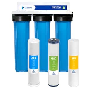 3 Stage Whole House Water Filtration System Sediment, Carbon Block, Granular Activated Carbon, Steel Bracket, Essential