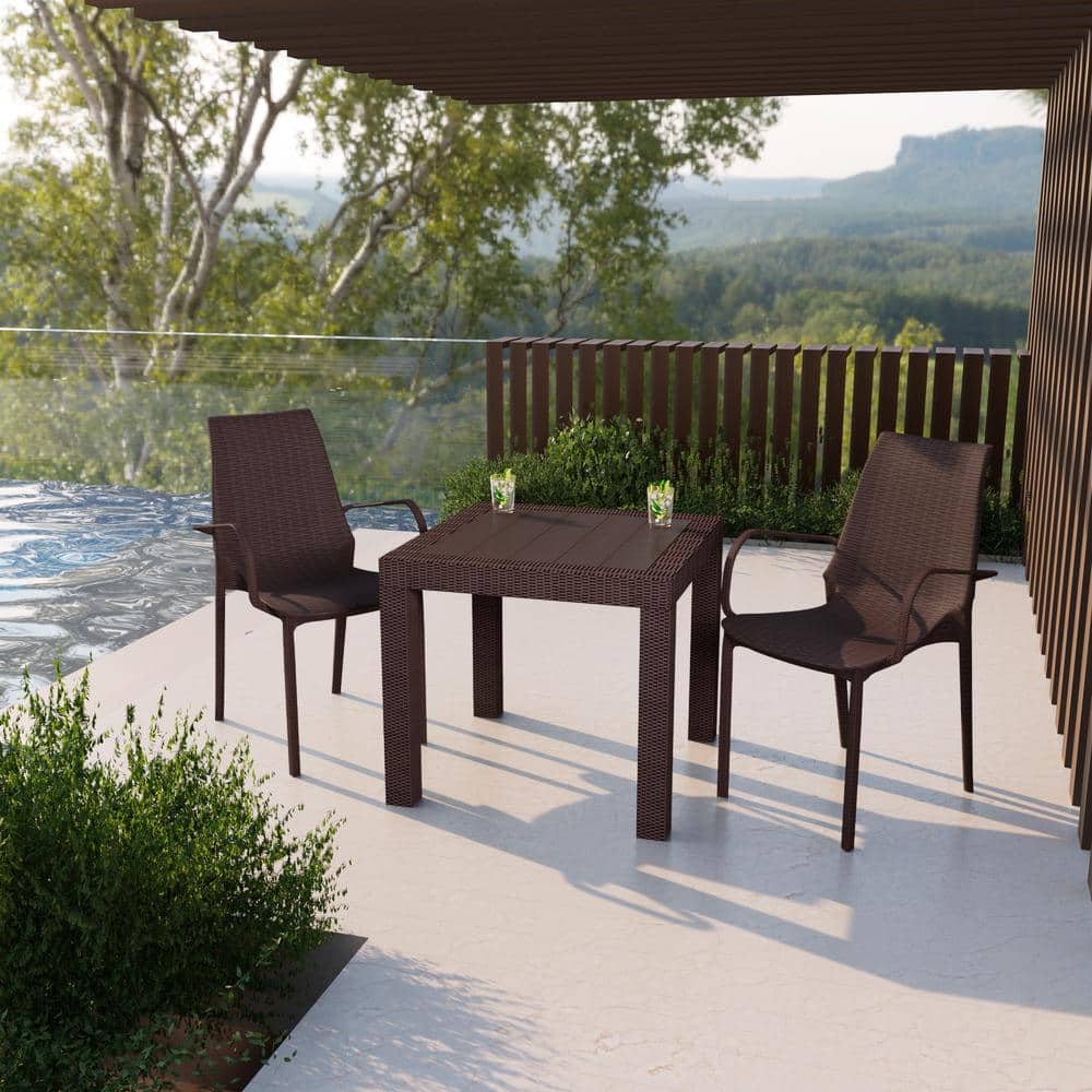 Kent Brown Plastic Outdoor Dining Armchair