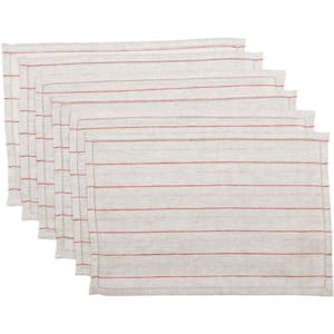 Charley 18 in. W. x 12 in. H Khaki Striped Linen Placemat Set of 6