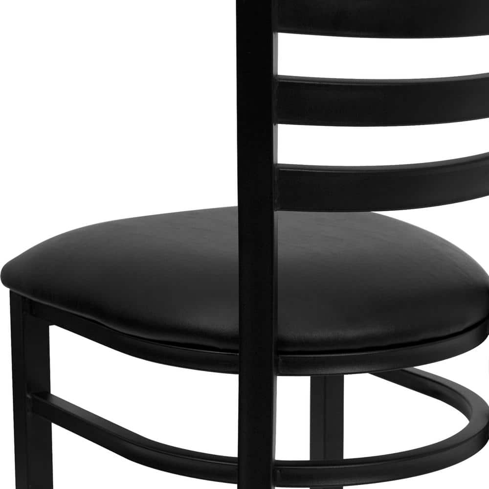 Elegant Ladderback 32'' Dining Chair with Black Vinyl Seat
