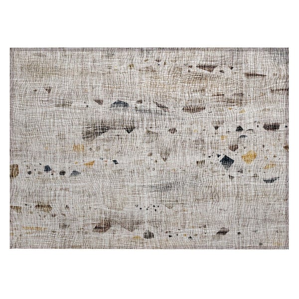 Chantille Machine Washable Indoor/Outdoor Abstract ACN2092 Linen 1 ft. 8 in. x 2 ft. 6 in. Accent Rug