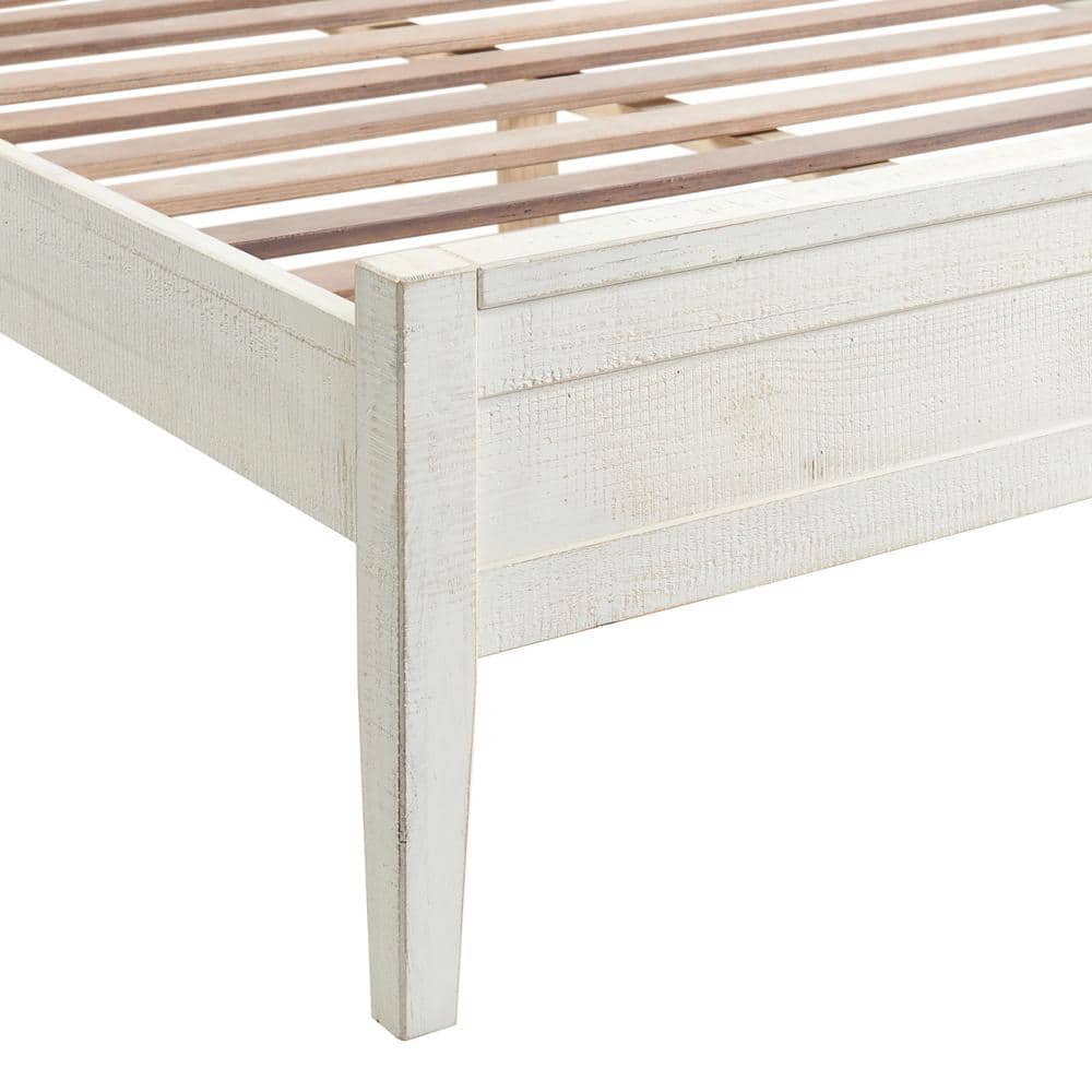 Driftwood White Pine Full Platform Bed with Drawer and Slats