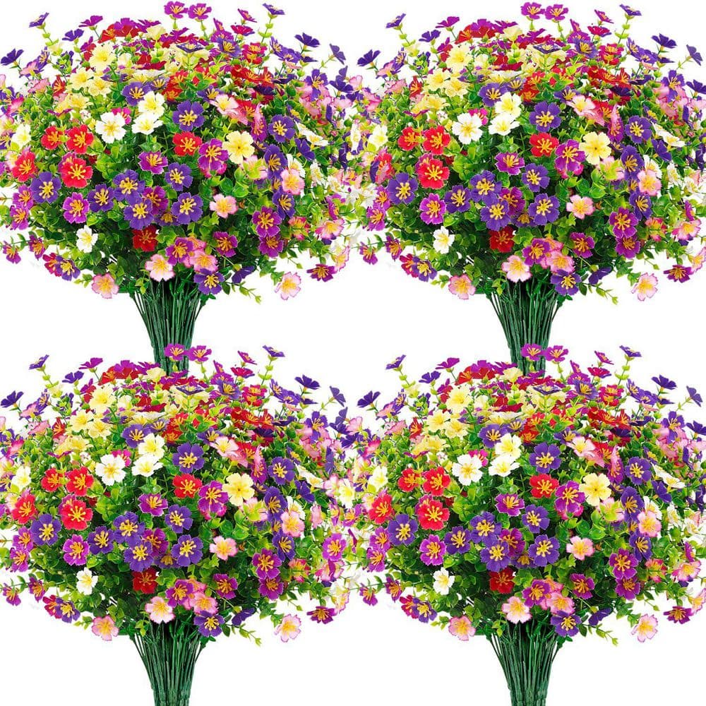 24 Bundles 14.2 in. Multi-Colored Artificial Silk Eucalyptus Flowers for Ou