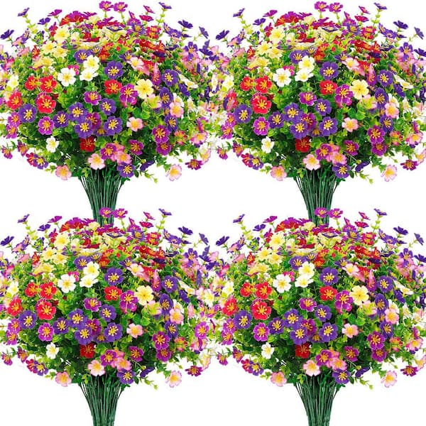 Unbranded 24 Bundles 14.2 in. Multi-Colored Artificial Silk Eucalyptus Flowers for Outdoors, Fake Plants Faux Greenery