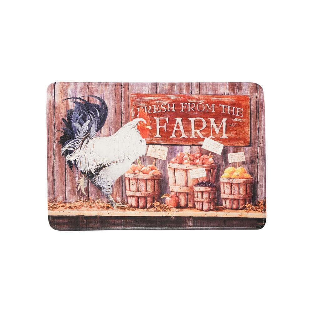 EverGrace The Farm Rooster Rectangle Kitchen Mat 22in.x 35in