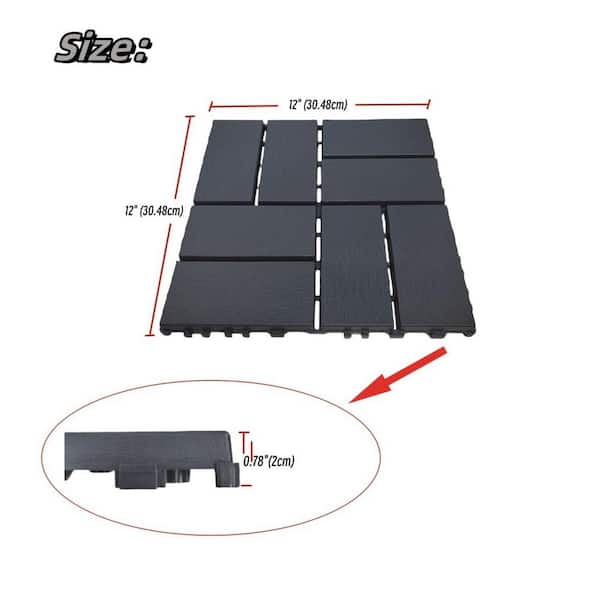 Tidoin Outdoor 1 ft. x 1 ft. Composite Interlocking Tile Deck Tile in Gray(36 Per Box)