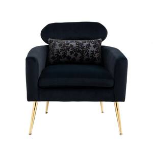 Modern Black Velvet Chaise Lounge Chair
