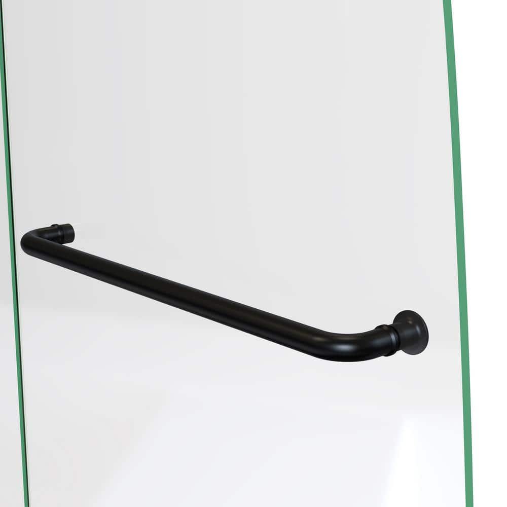 Aqua Ultra Frameless Satin Black Hinged Tub Door with Extender Panel