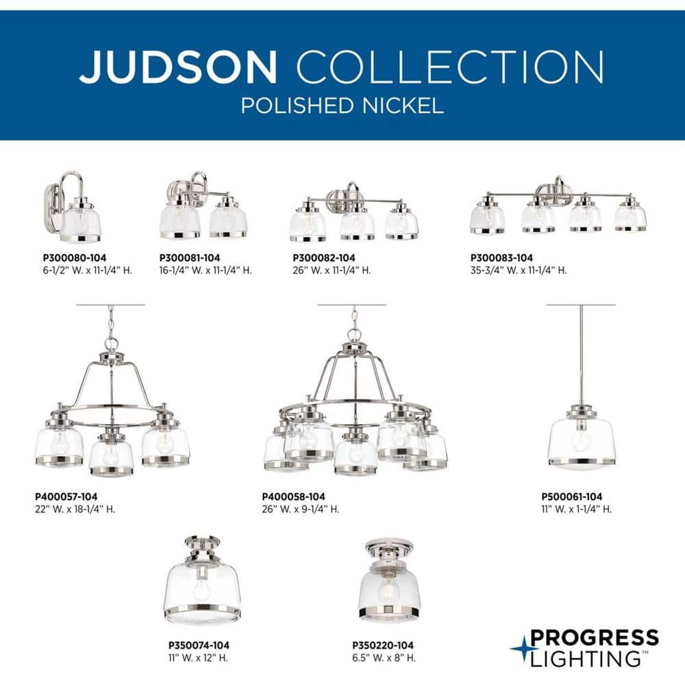 Judson Polished Nickel 12" Flush Mount Light with Clear Glass Globe