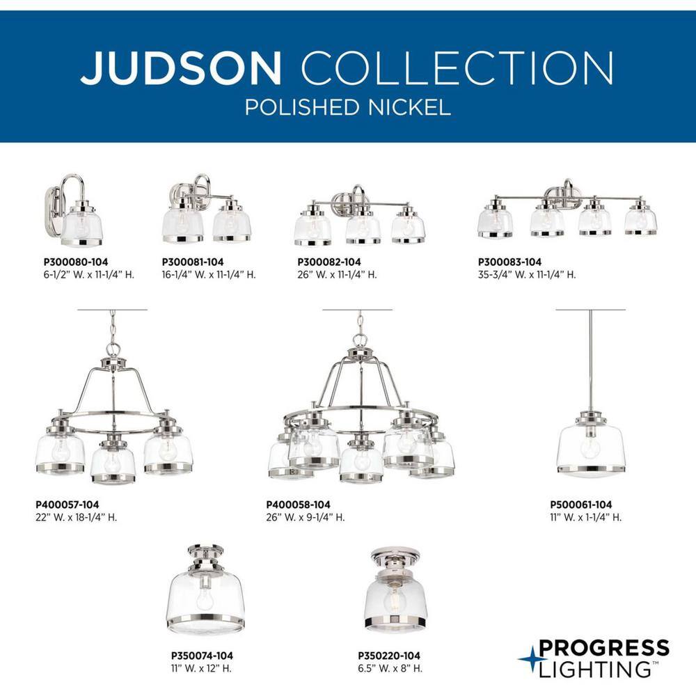 Judson Polished Nickel 3-Light Bath Vanity with Clear Glass Shades