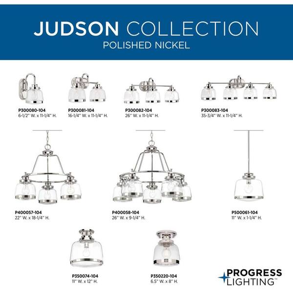 Progress Lighting Judson Collection 3-Light Polished Nickel Bath Light 