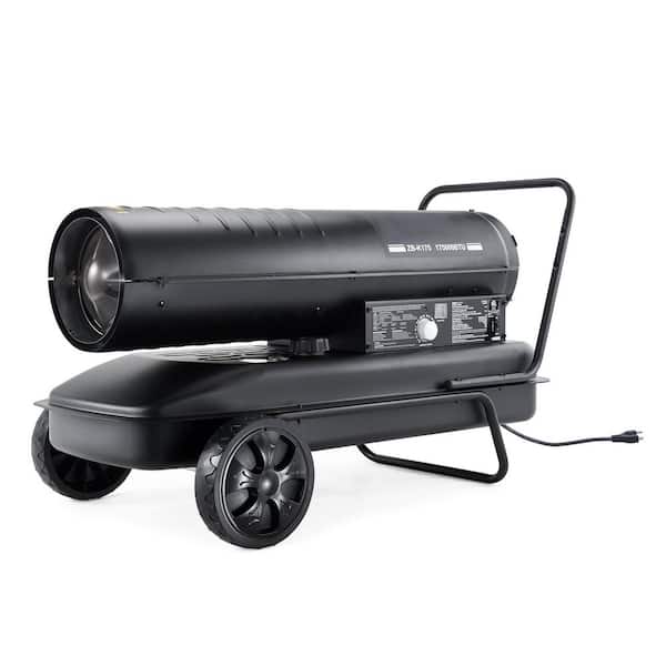 Kerosene Forced Heater 175,000 BTU Black Rotary Button Tank Top Forced Air Diesel Portable Corded Space Heater with Tank