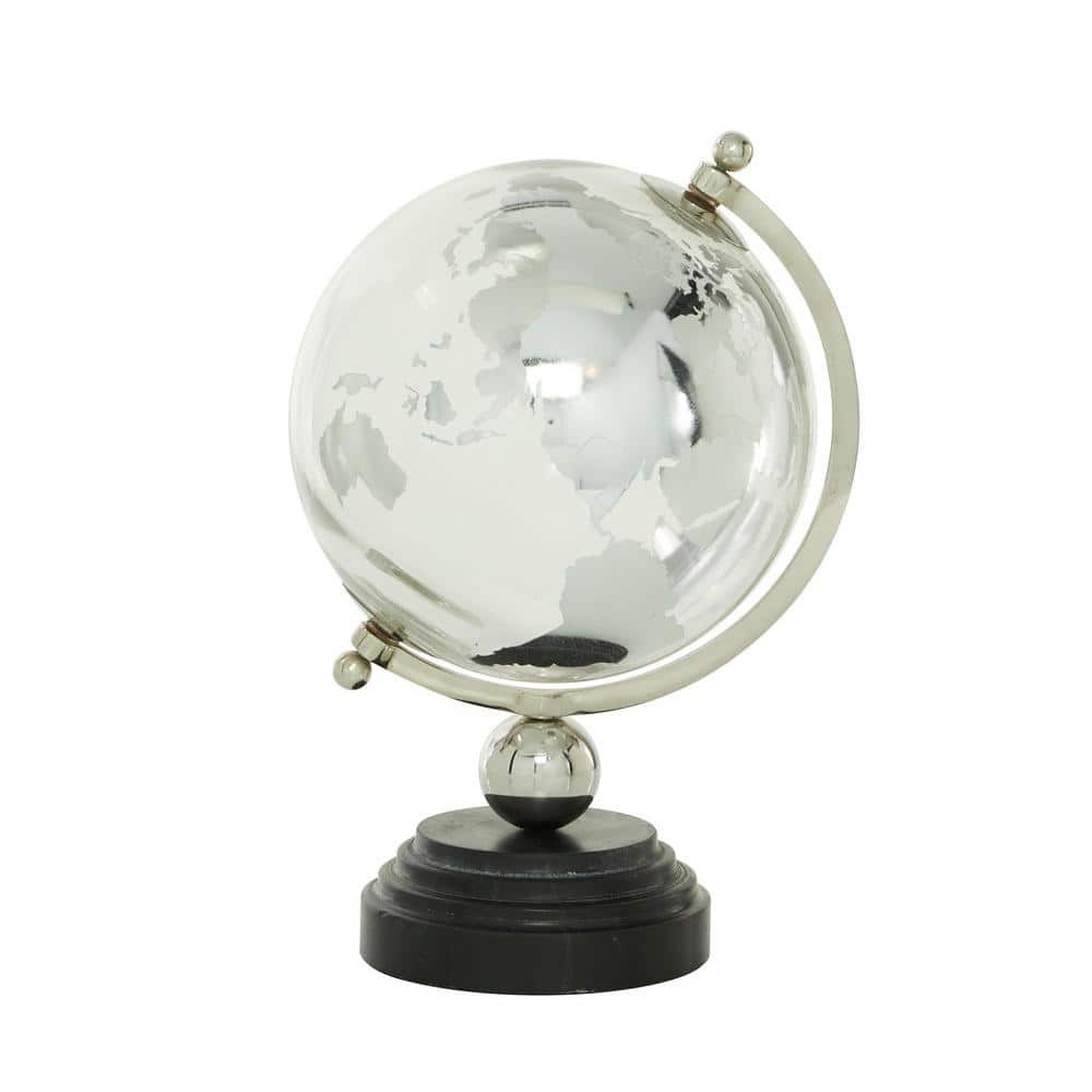 Elegant Silver Abstract Globe with Marble Base 8" x 13"