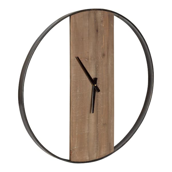 Kate and Laurel Ladd Natural/Black Industrial Wall Clock