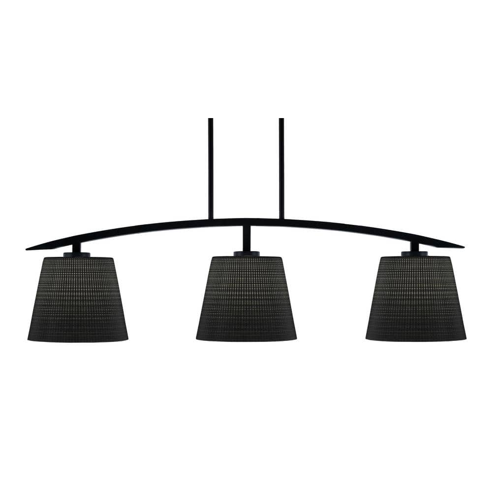 Siena 41.5 in. 3-Light Matte Black Chandelier with 10 in. Black Matrix Glas