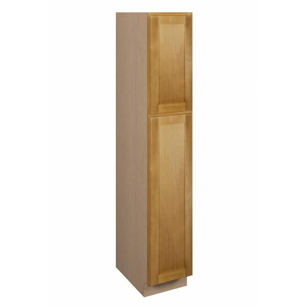 Aberdeen Recessed 15 in. W x 90 in. H x 24 in. D in Caramel Plywood Assembled Pantry Cabinet