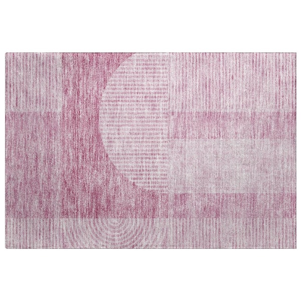 Dream Shag Premium Machine Washable Abstract ADS711 Blush 3 ft. x 4 ft. Area Rug