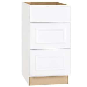Hampton Satin White Raised Panel Assembled Drawer Base Kitchen Cabinet with Drawer Glides (18 in. x 34.5 in. x 24 in.)
