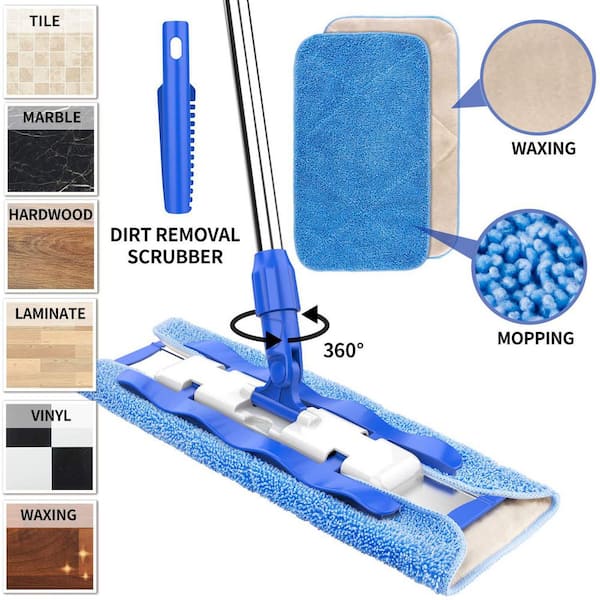 NVNOO 16.54 in. Microfiber Mop Stainless Steel Telescopic