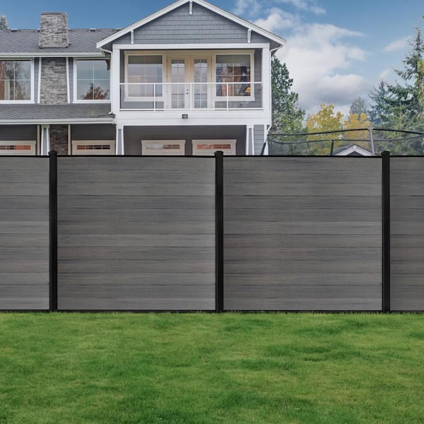 CREATIVE SURFACES 6 ft. x 6 ft. Composite Fence Series Manhattan Gray Brushed Fence Panel (12-Pack)
