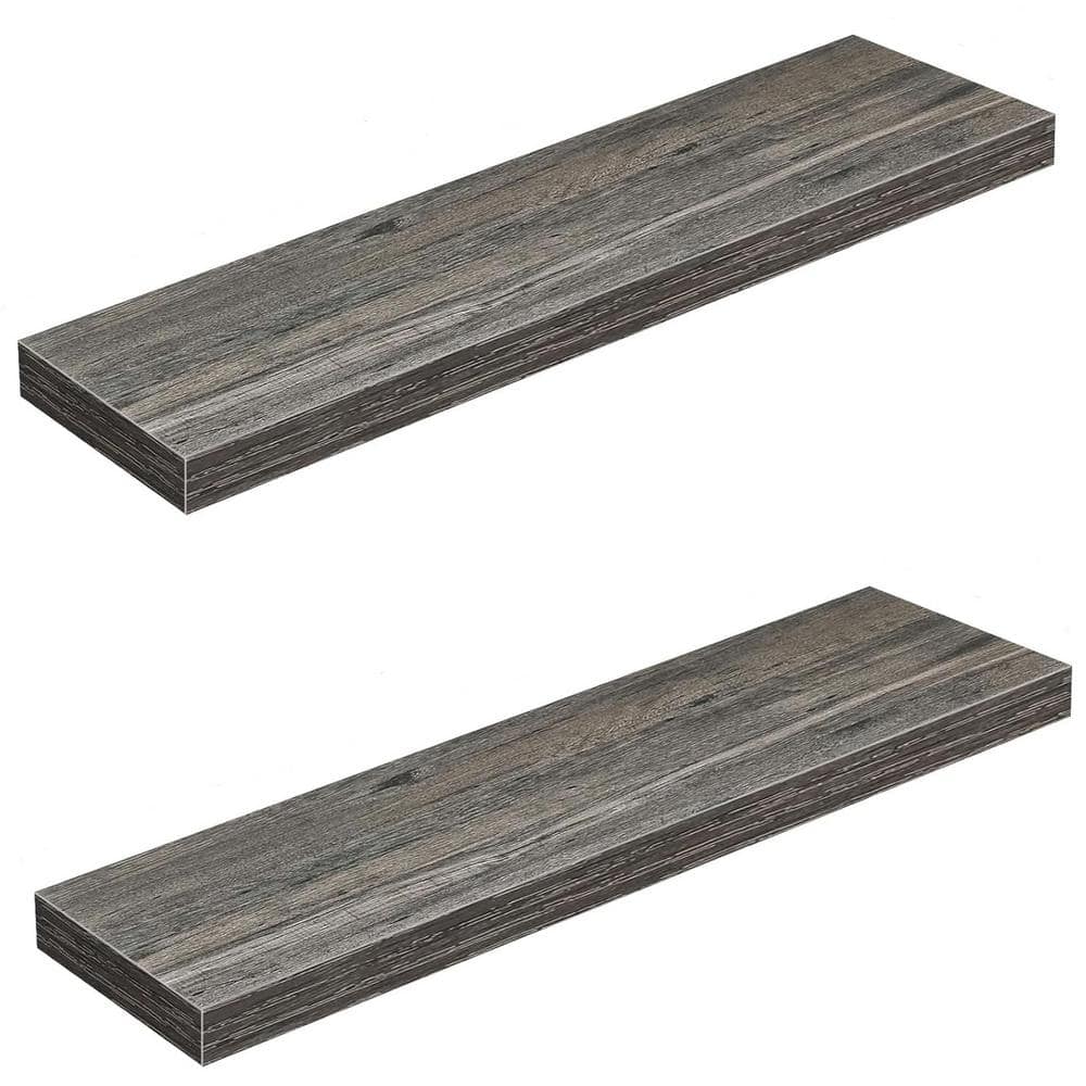 35.4 in. W x 9.3 in. D Grey Decorative Wall Shelf, Long Bathroom Shelves
