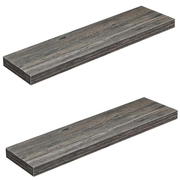 35.4 in. W x 9.3 in. D Grey Decorative Wall Shelf, Long Bathroom Shelves