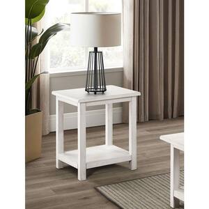 Payne 20 in. White Square Wood Top End Table with Shelf