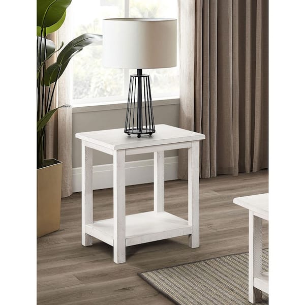 Coaster Payne 20 in. White Square Wood Top End Table with Shelf