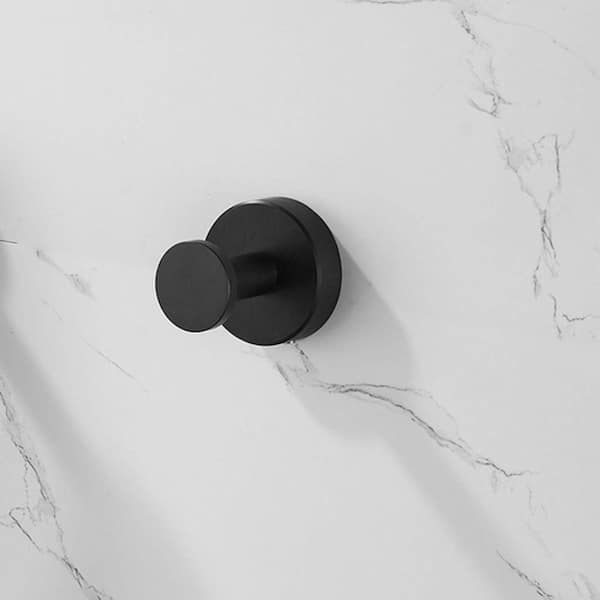 2-Aluminum Round Bottom Towel Hooks With Screws in Matte Black