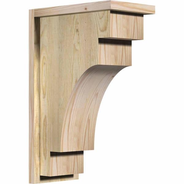 Ekena Millwork 8 in. x 14 in. x 22 in. Douglas Fir Mediterranean Rough Sawn Corbel with Backplate