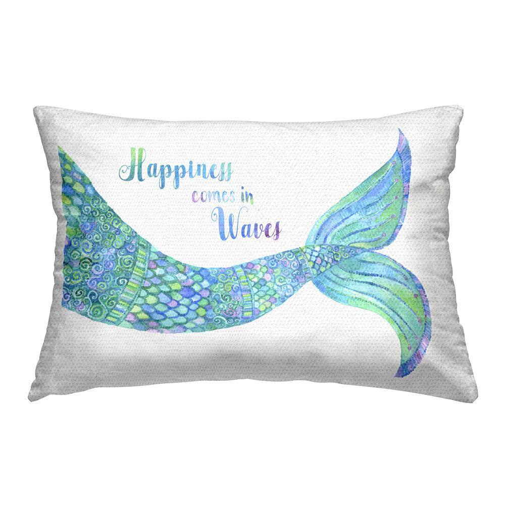 Mermaid Happiness Phrase Blue Rectangular Outdoor Throw Pillow price history on PriceWatchPro