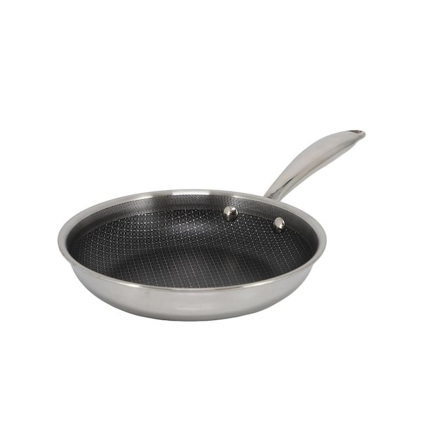 Better Chef 8 in. 3-Ply Stainless Steel Nonstick Fry Pan with Rolled Edge in Silver