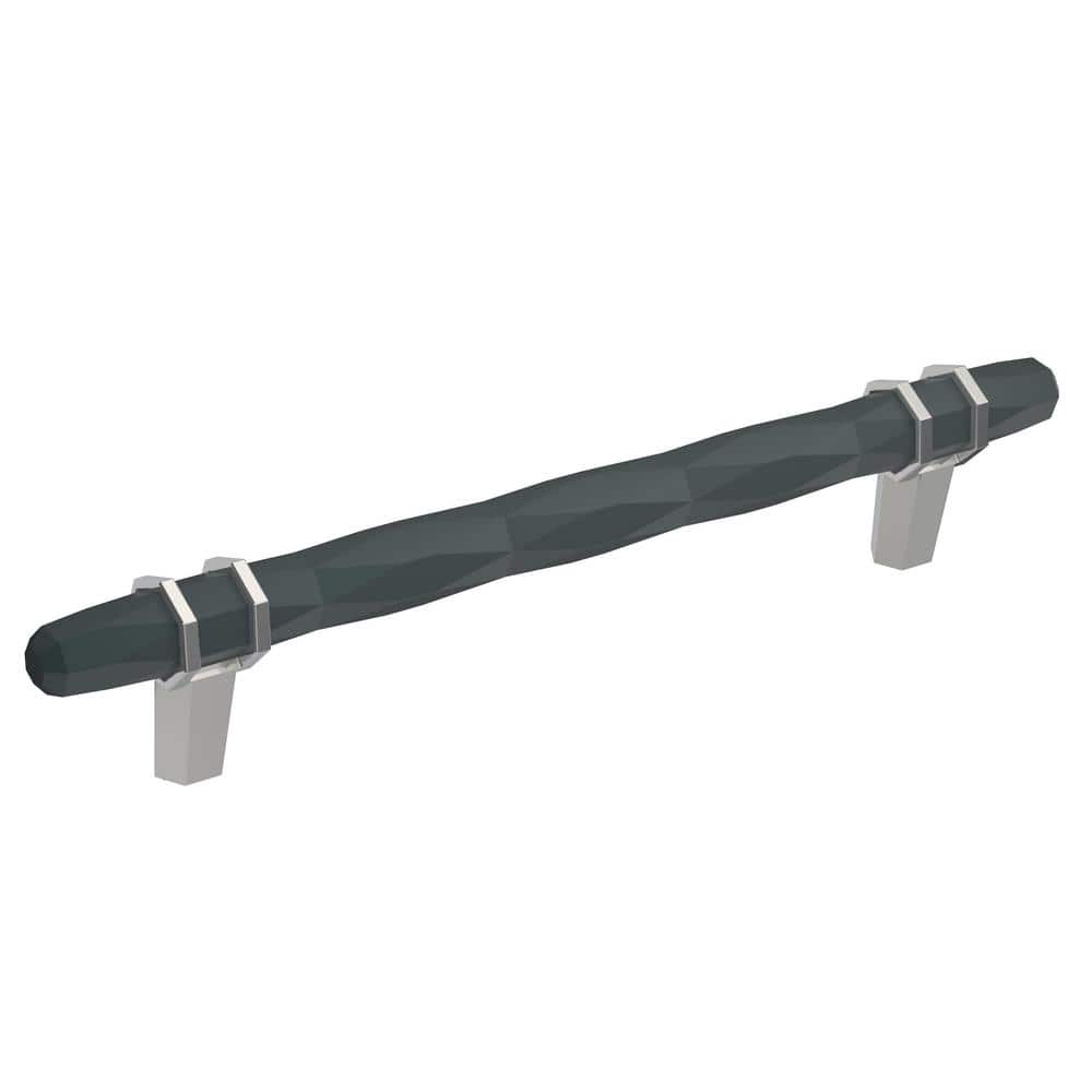 Modern Black Bronze and Polished Chrome Bar Cabinet Pull