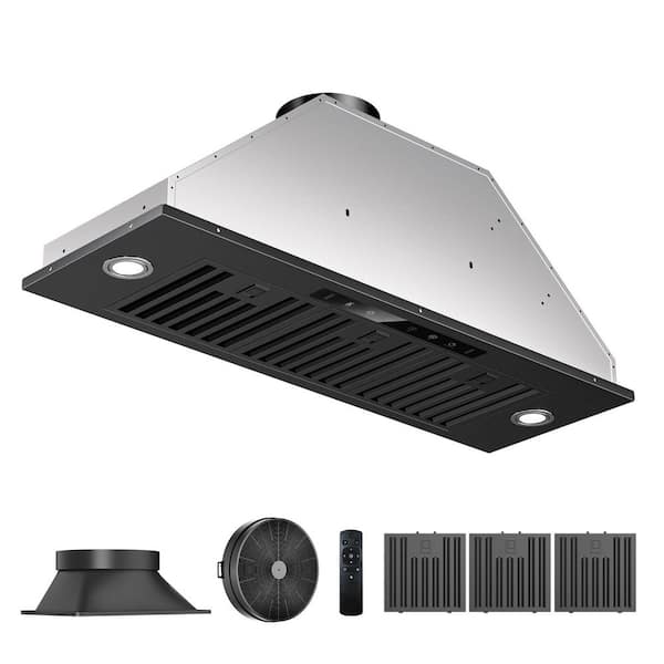 VIKIO PRO 36 in. 600CFM Convertible Insert Range Hood in Black Stainless Steel 2 LEDs, Permanent Filter, Gesture Control