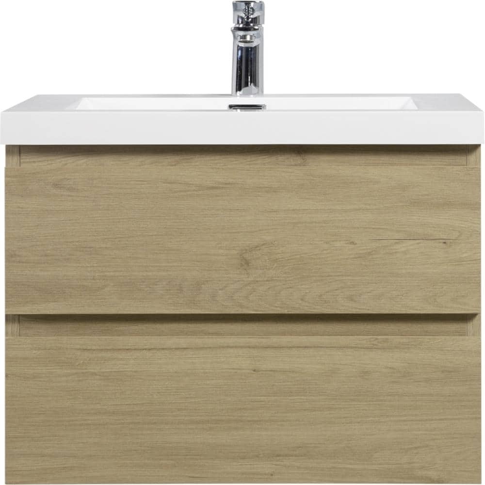 24 in. W Floating Vanity in Natural Oak with Single Sink and White Solid Surface Top price history on PriceWatchPro