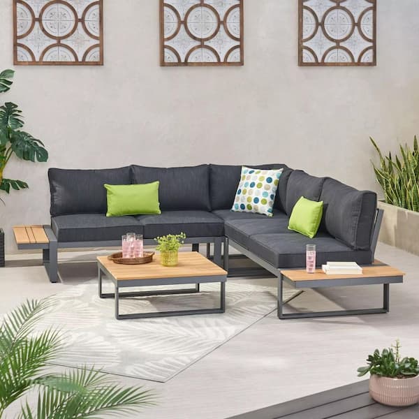 5-Piece Aluminum Outdoor Sectional Set with Water-Resistant Cushions Durable Construction Easy to Install