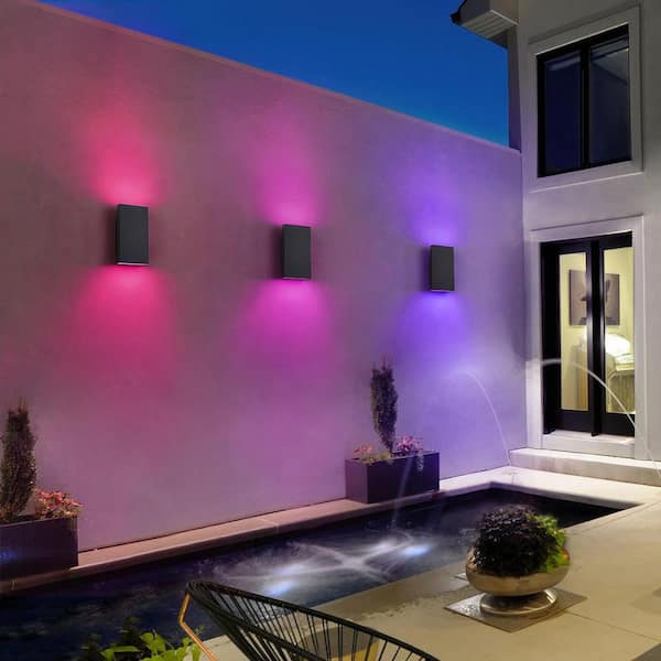 EDISLIVE Barryion 2-Light Integrated LED RGB Color Changing Black