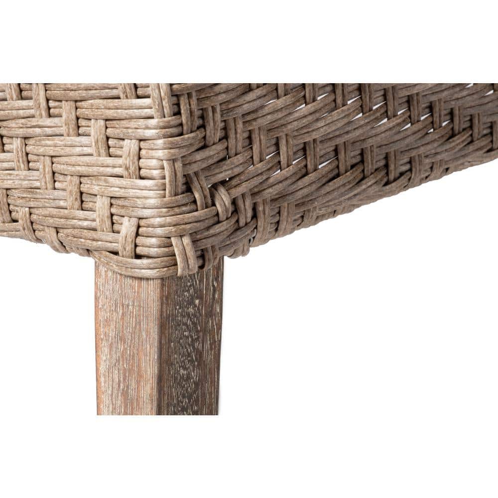 71" Driftwood Eucalyptus and Wicker Patio Dining Set for 6