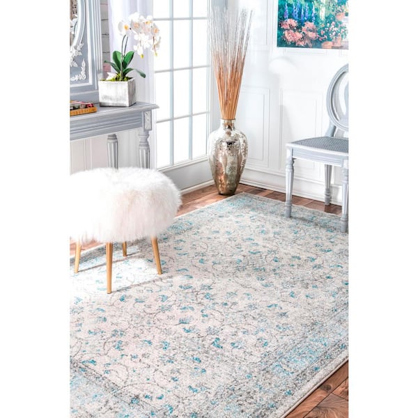 Rio Vintage Aqua 5 ft. x 8 ft. Area Rug
