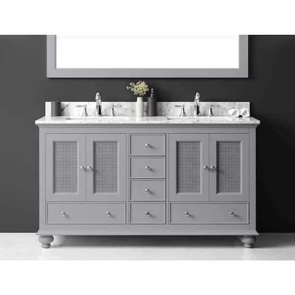 Aerin 59.37 in. W x 21.73 in. D x 32.68 in. H Bath Vanity Cabinet without Top in Taupe Grey