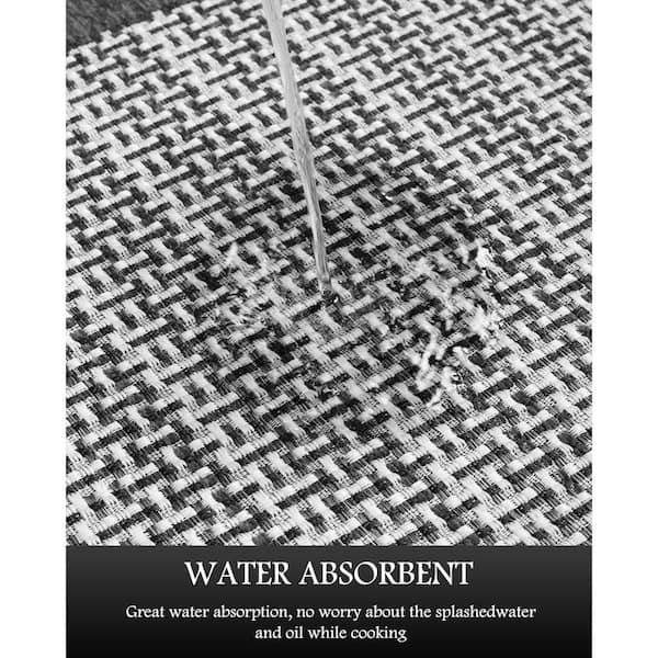 Grey 32 in. x 20 in. & 30 in. x 72 in. Non Slip, Washable, Absorbent Indoor Kitchen Mat