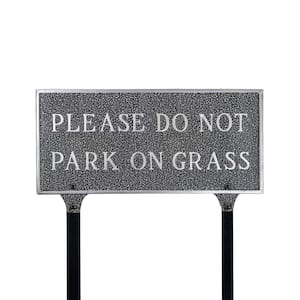 Please Do Not Park On Grass Standard Rectangle Statement Plaque with Lawn Stakes-Swedish Iron