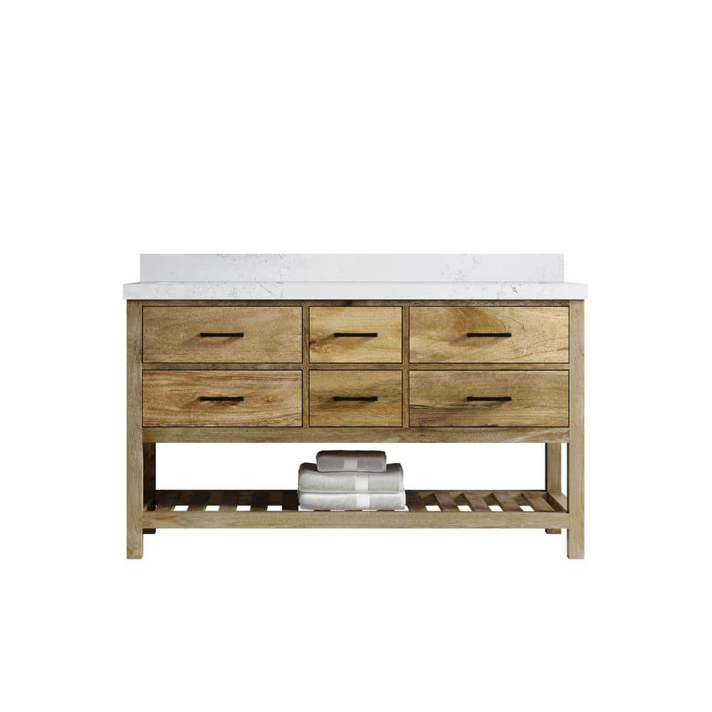 Parker Mango 60 in. W x 22 in. D x 36 in. H Double Sink Bath Vanity in Natural Mango with 2 in. Empira Qt. Top price history on PriceWatchPro