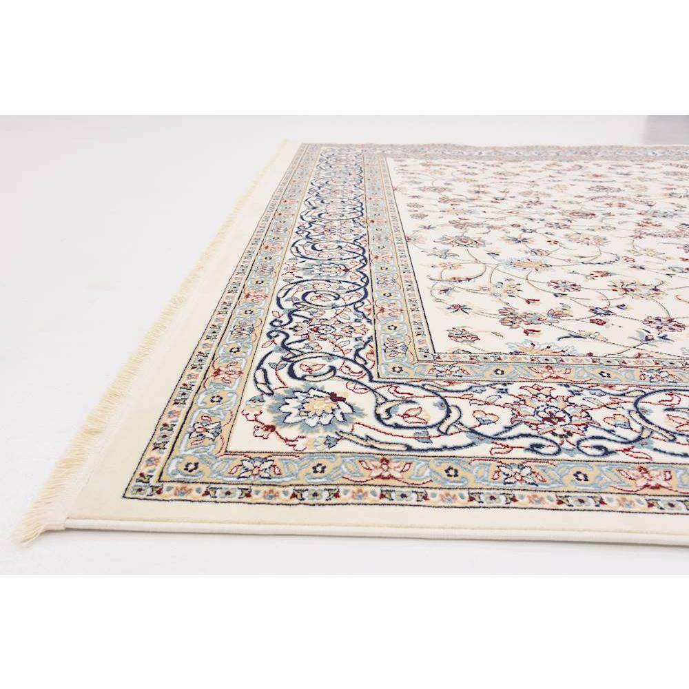 Ivory Floral Motif Synthetic 8' x 10' Area Rug